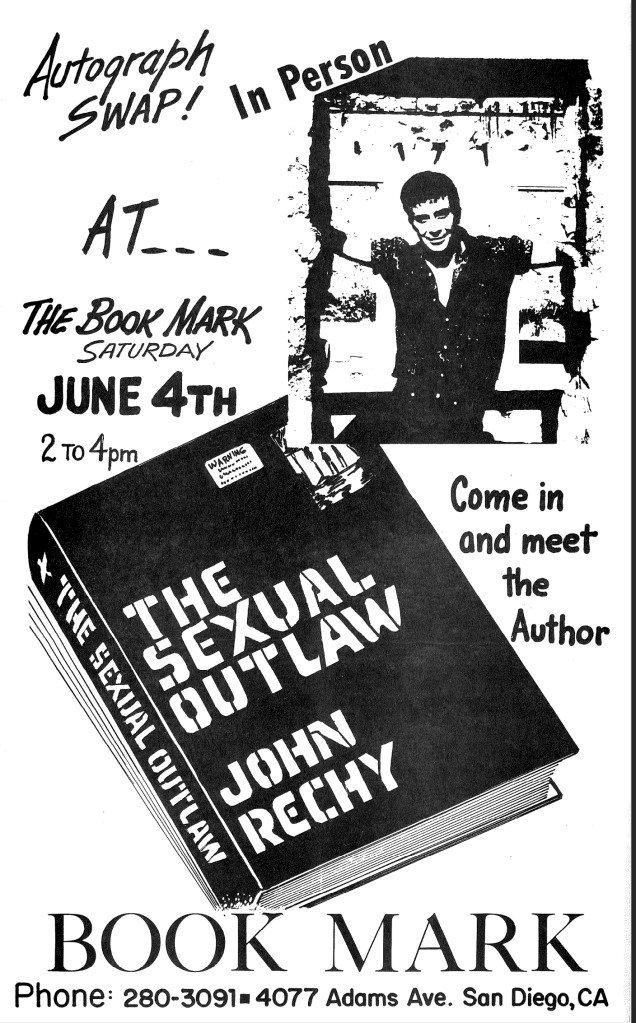 A flyer for an event for The Sexual Outlaw release in San Diego.